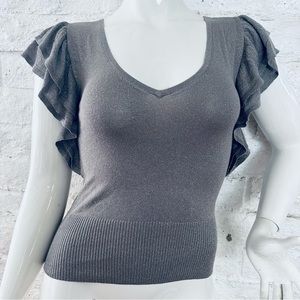 express design studio blouse gray metallic size XS